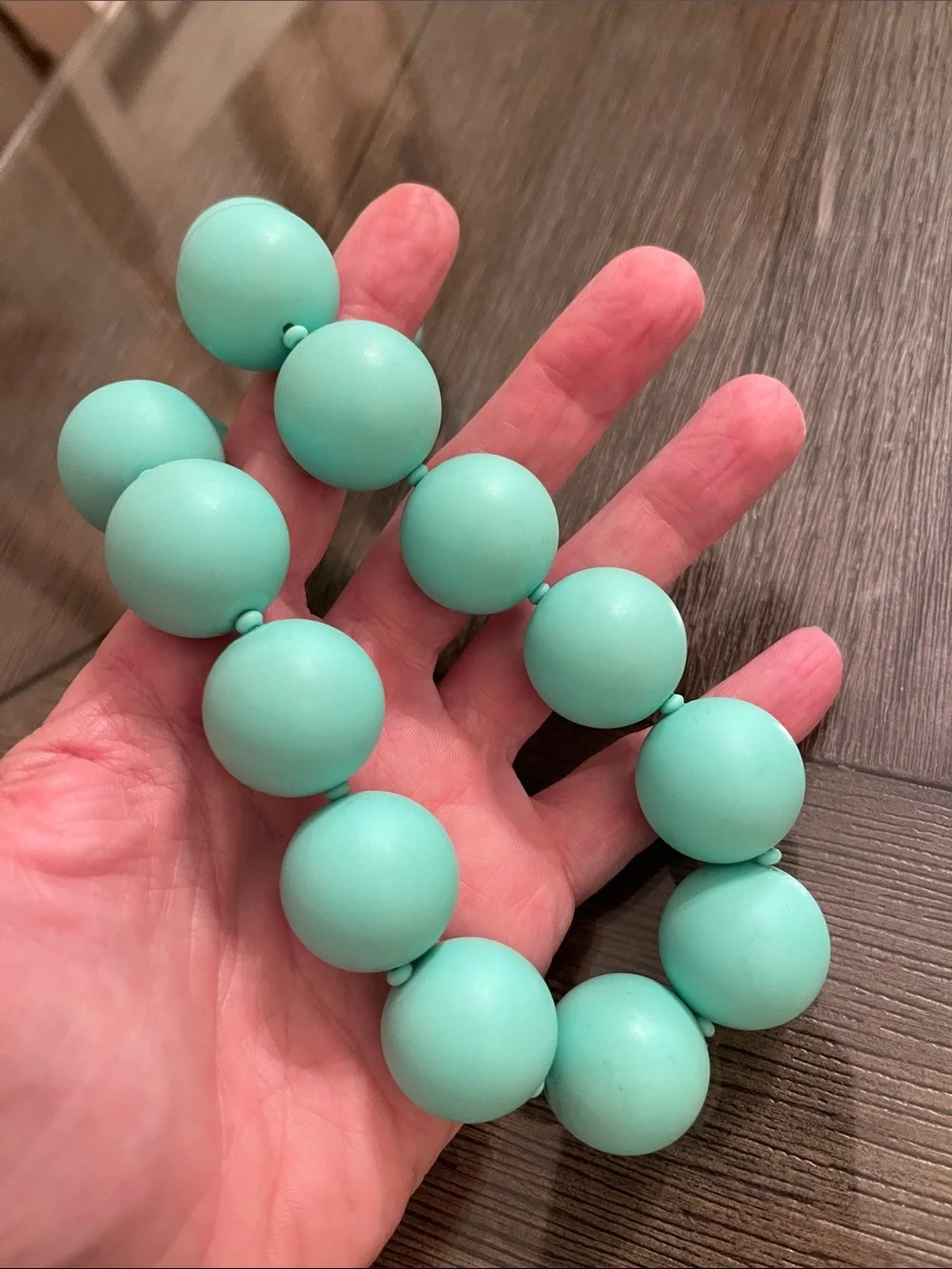 Vintage MONET Round Matte Gum Ball Sized Beaded Necklace - Tiffany Blue ?